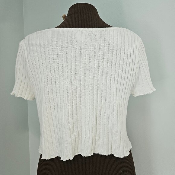 Cotton:On Bolero Style Ribbed Off-White Shrug Sweater, Size M - Picture 4 of 6